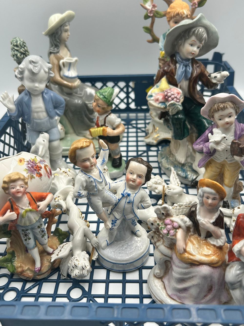 Lot 471: A Collection of Continental Style? Polychrome Glazed Porcelain Figurines and Vessels