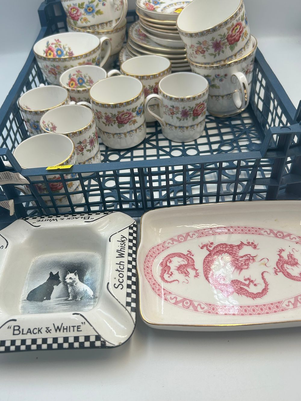 Lot 484: Queen's? Bone China Tea Wares and Advertising Ceramic Items