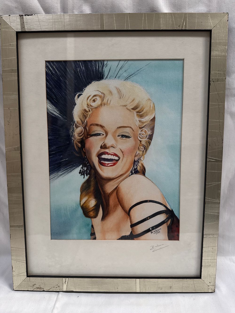 Lot 501: A Marilyn Monroe Watercolor and Gouache Portrait by Barbara?, 2000