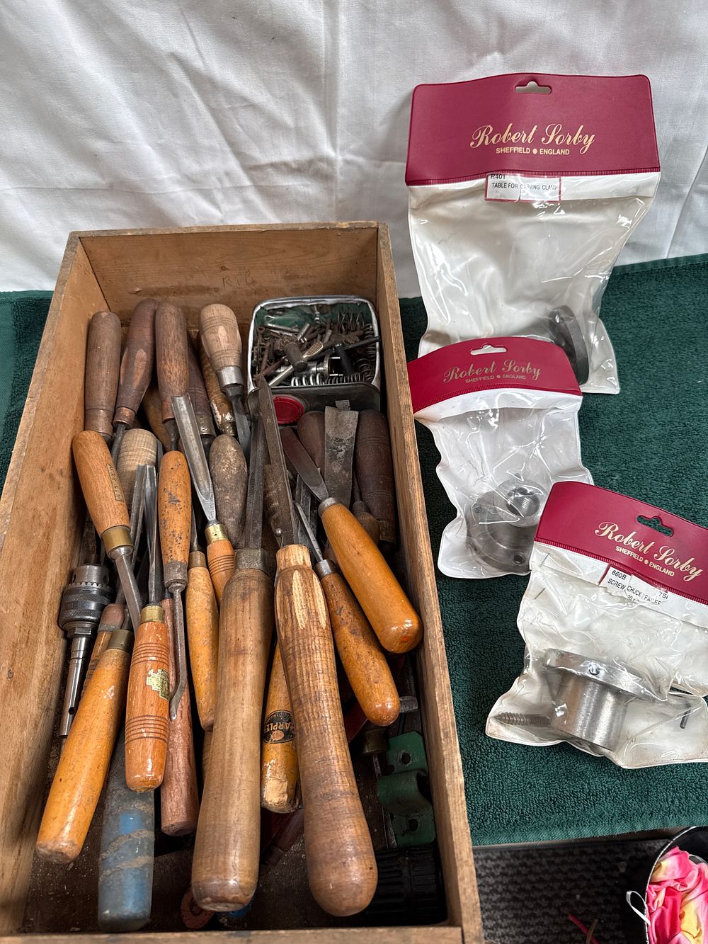 Lot 504: Robert Sorby and Marples? Steel and Wood Woodturning and Carving Tools