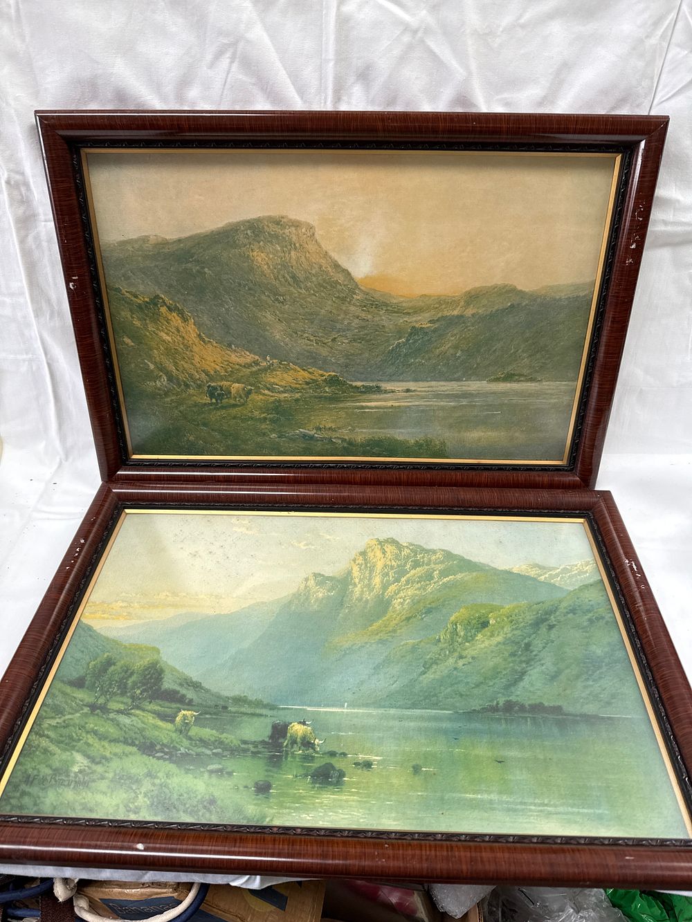 Lot 525: Normill Mahogany-Toned? Framed Highland Landscape Prints by A. F. de Breanski?, Serial No 2637 (Signed)