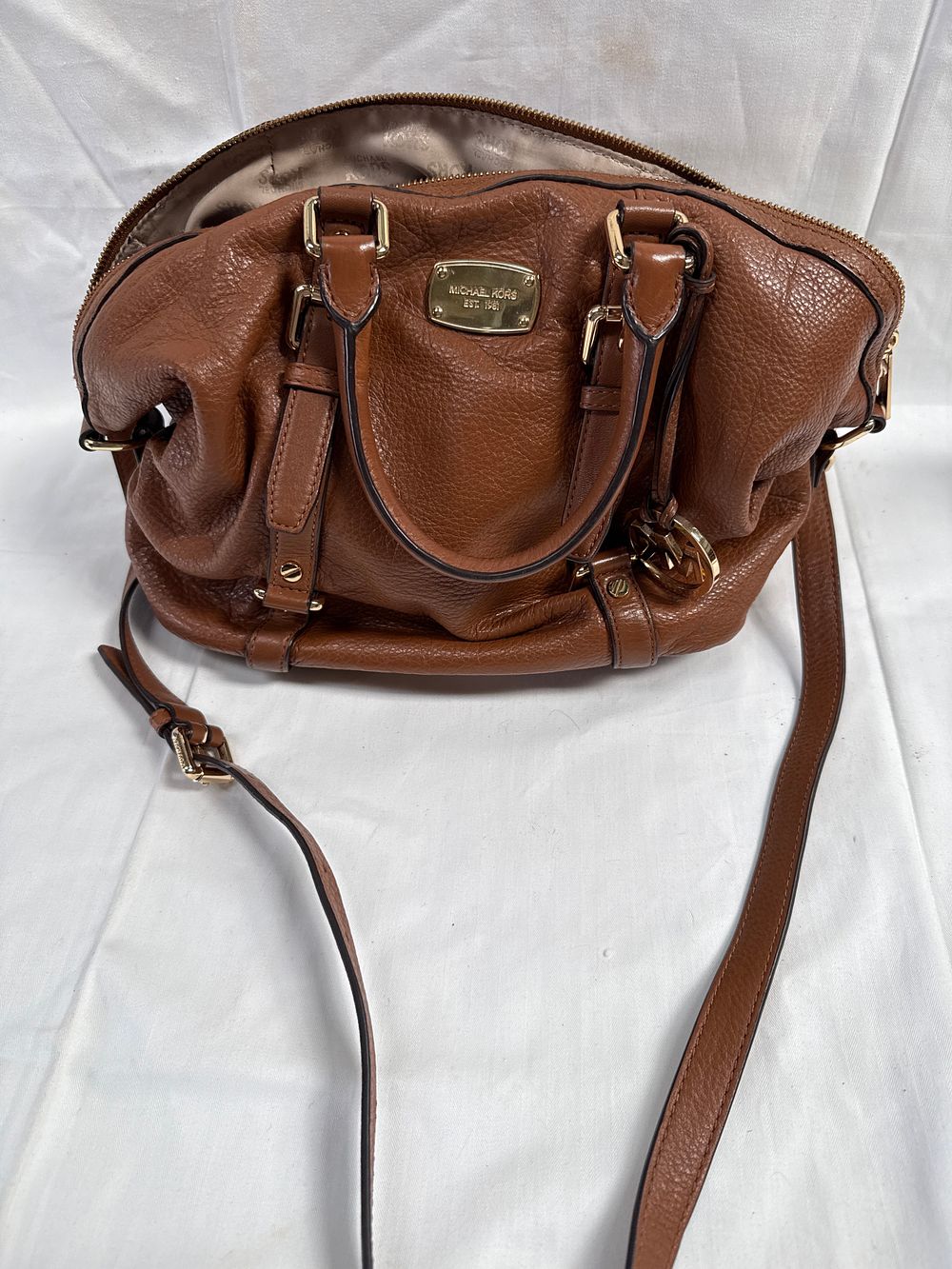 Lot 528: Michael Kors Pebbled Leather Satchel Bag