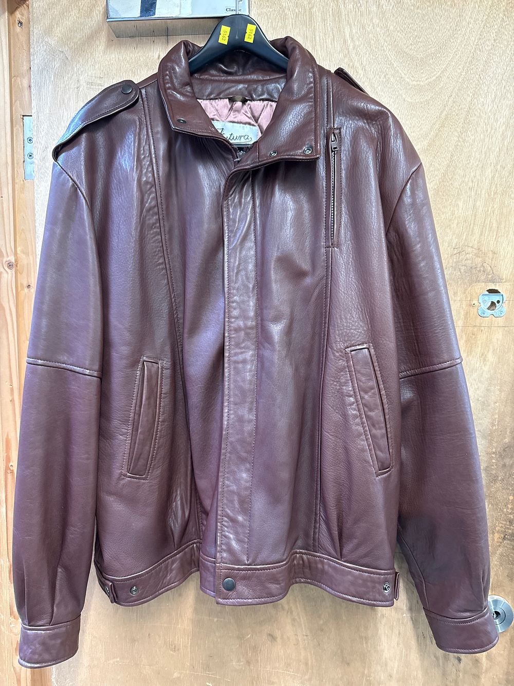 Lot 543: Late 20th Century Burgundy Leather Bomber Jacket by Futura, England