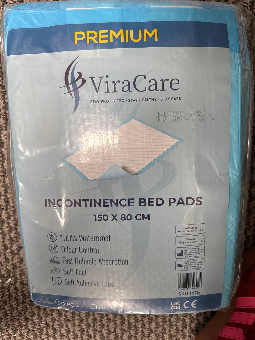 Lot 549: ViraCare Premium Disposable Incontinence Bed Pads, Eight Packs