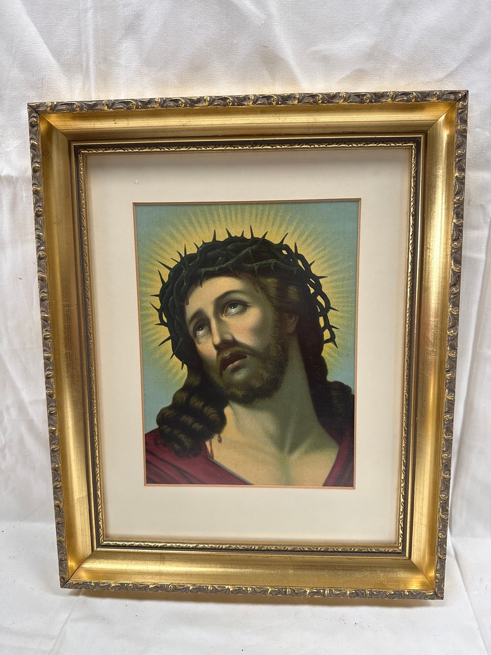 Lot 558: An Early 20th Century? Framed Print, 'Jesus Christ with Crown of Thorns' by Cetter? (Signed)