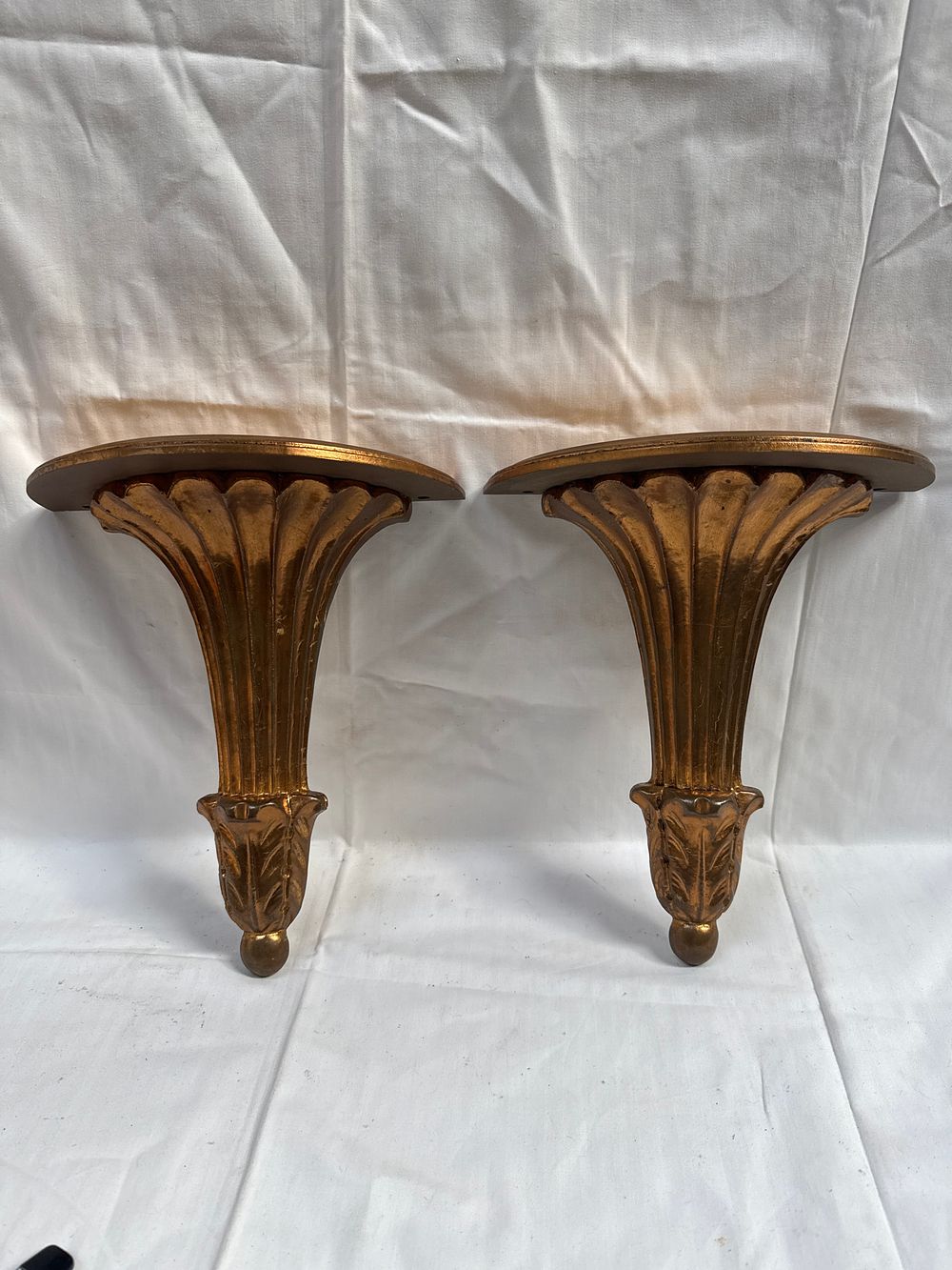 Lot 570: Hollywood Regency Style Gilt Metal Effect Wall Brackets, Italian?