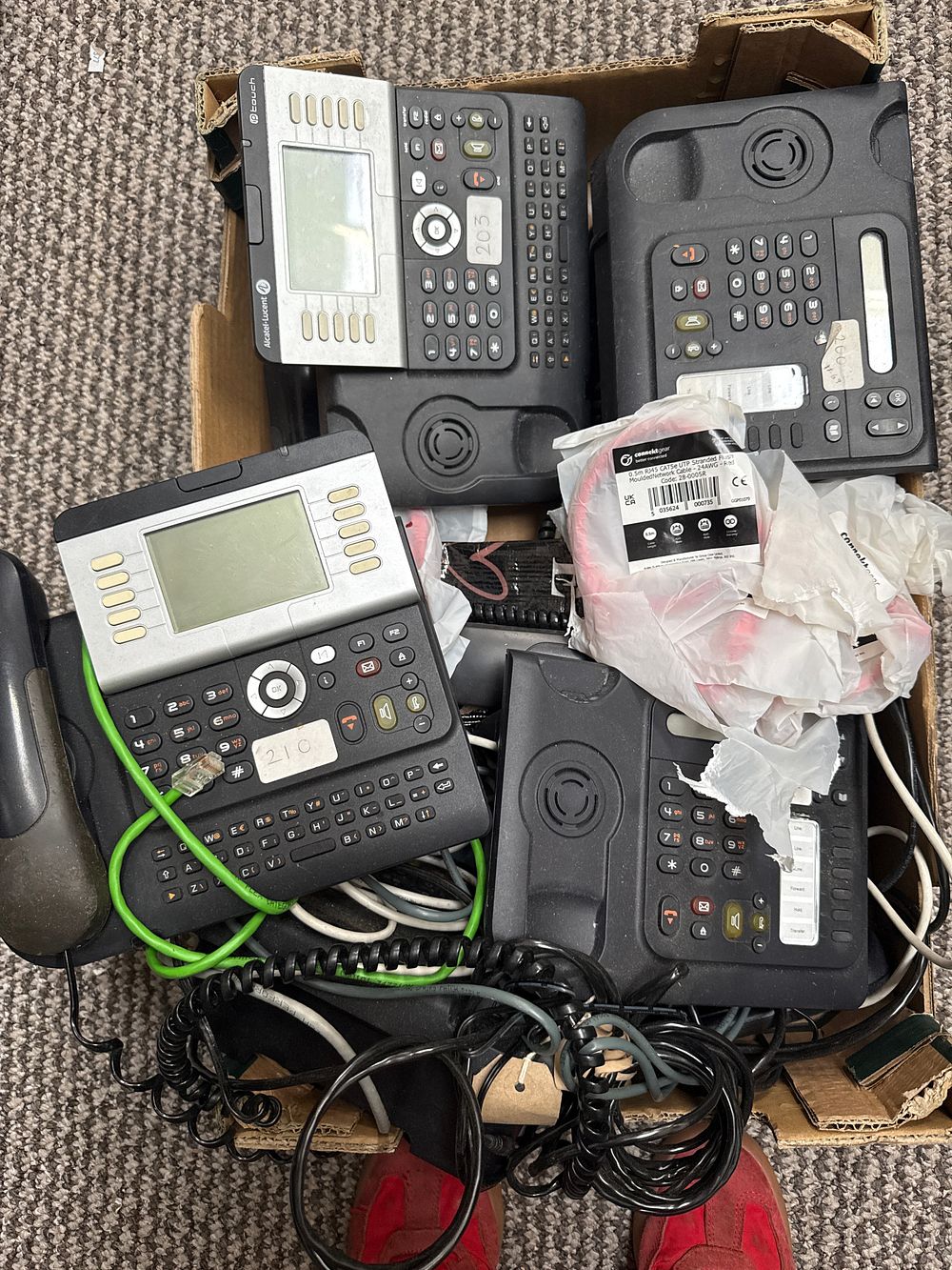 Lot 575: Alcatel-Lucent IP Desktop Telephones and Assorted Network Cabling