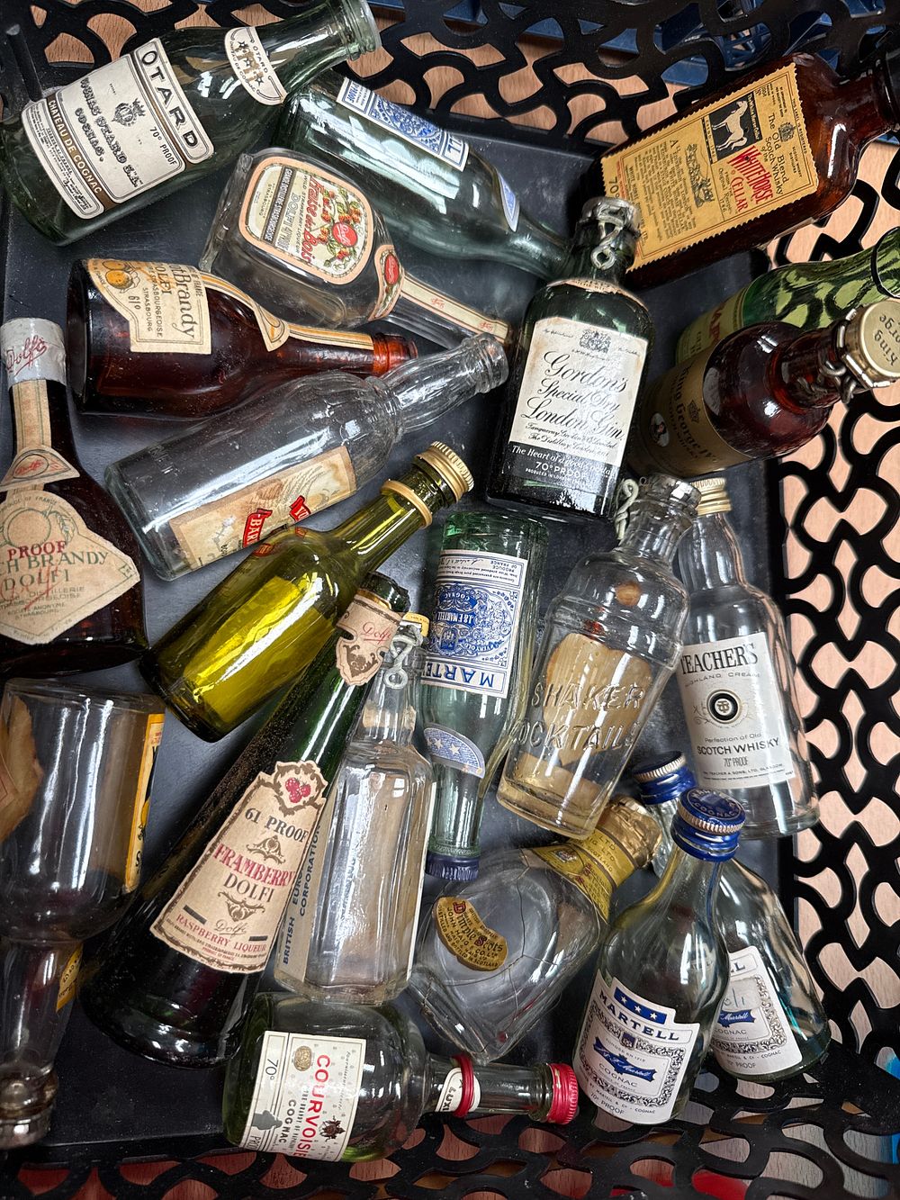 Lot 598: A Collection of Vintage Glass Miniature Spirit and Liqueur Bottles, Mid-20th Century? Some Empty