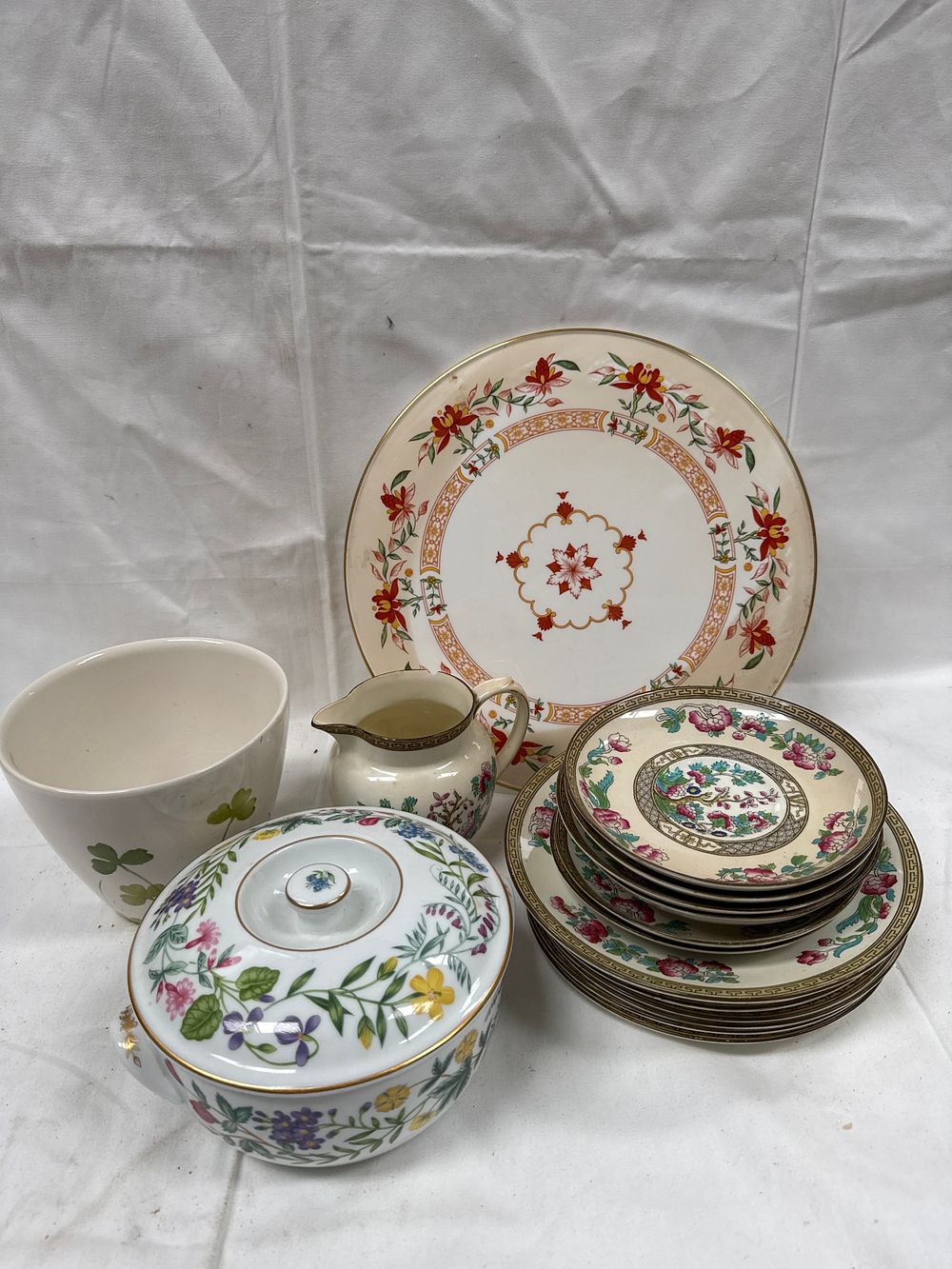 Lot 608: A Collection of Floral Decorated Porcelain and Ceramic Tableware, Late 19th/Early 20th Century?