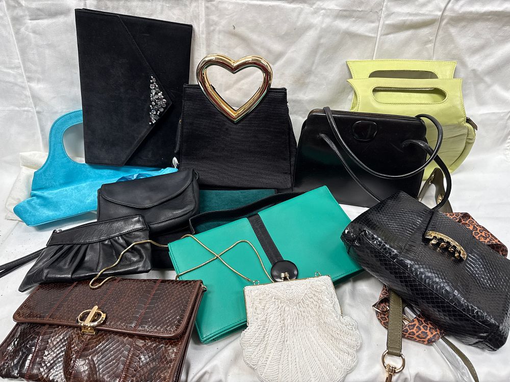 Lot 621: An Assortment of Vintage and Contemporary Leather? and Fabric Handbags and Evening Bags