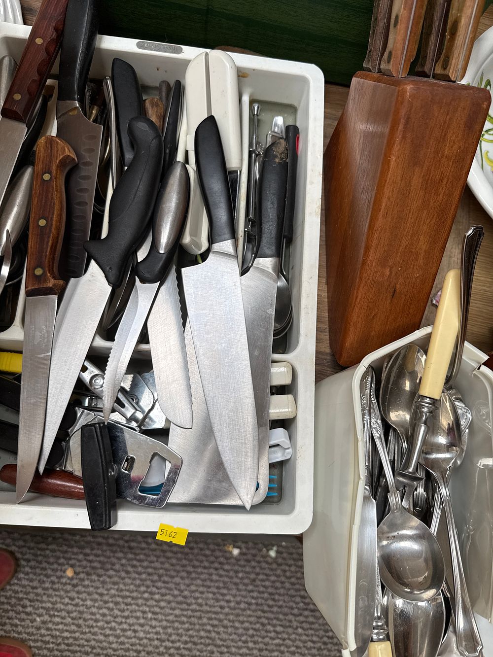 Lot 622: Sheffield? Wood and White Metal Kitchen Cutlery and Flatware Collection