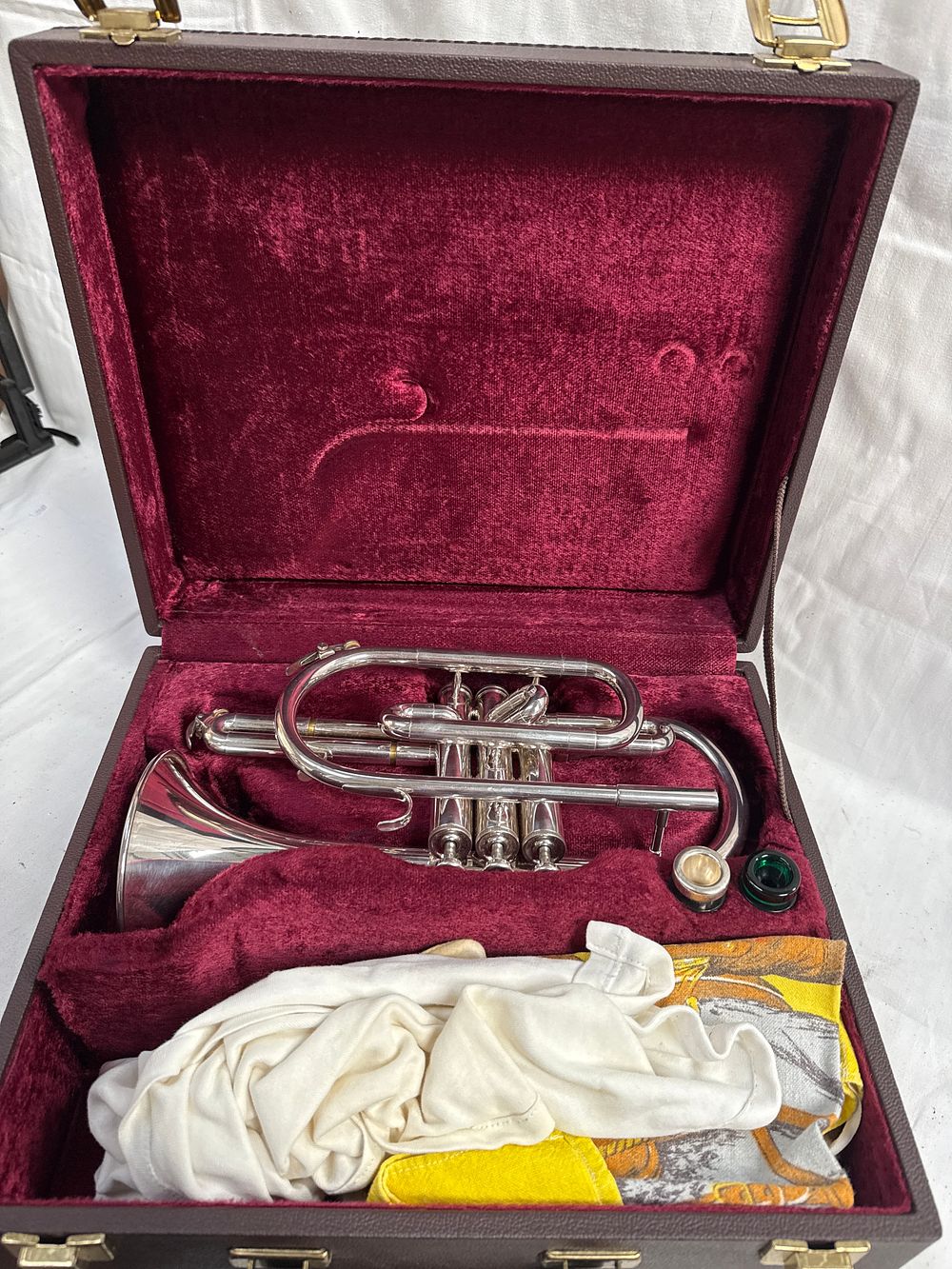 Lot 632: Besson White Metal Cornet
