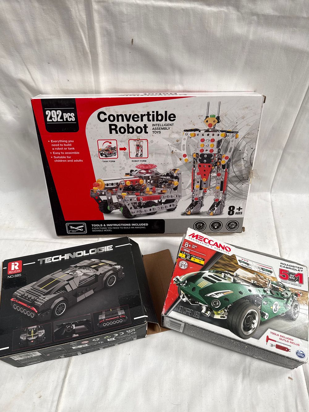 Lot 635: A Collection of Boxed Metal and Plastic Construction Toy Sets Including Meccano and Reobrix