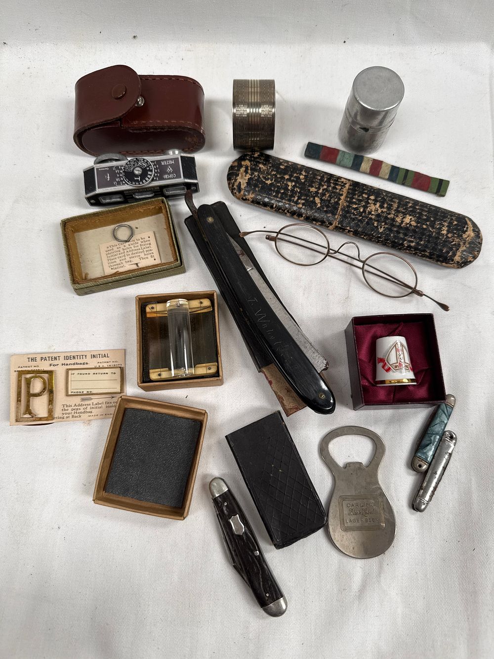 Lot 638: A Collection of Vintage Personal Effects, Tools, and Ephemera including a W FF B? Combi-Meter?