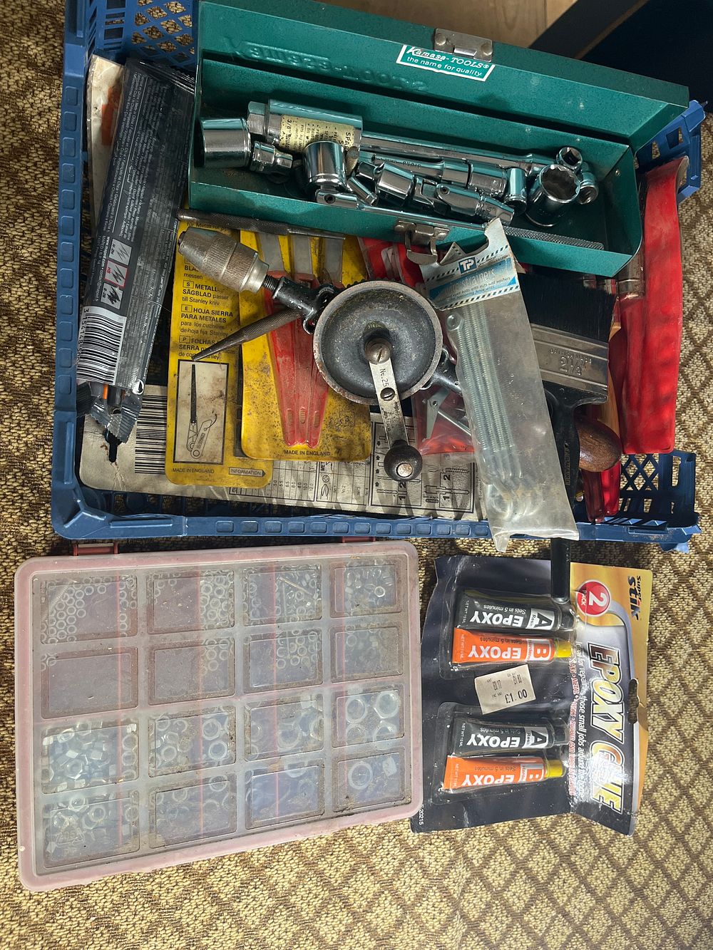 Lot 899: A Collection of Workshop Hand Tools and Hardware Including Kamasa-TOOLS and Stanley