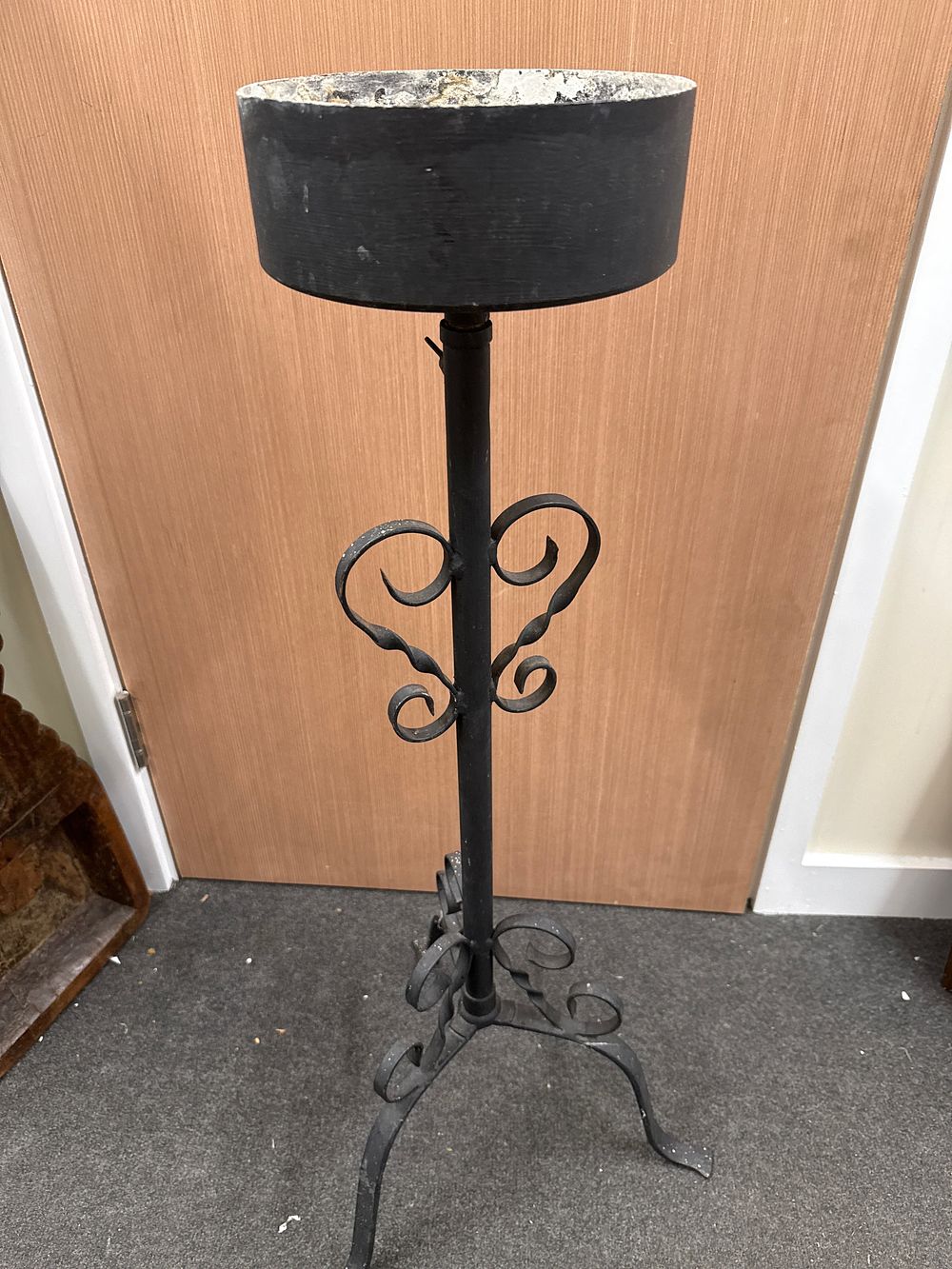 Lot 913: A 20th Century? Wrought Iron Floor-Standing Candle Stand? / Brazier?