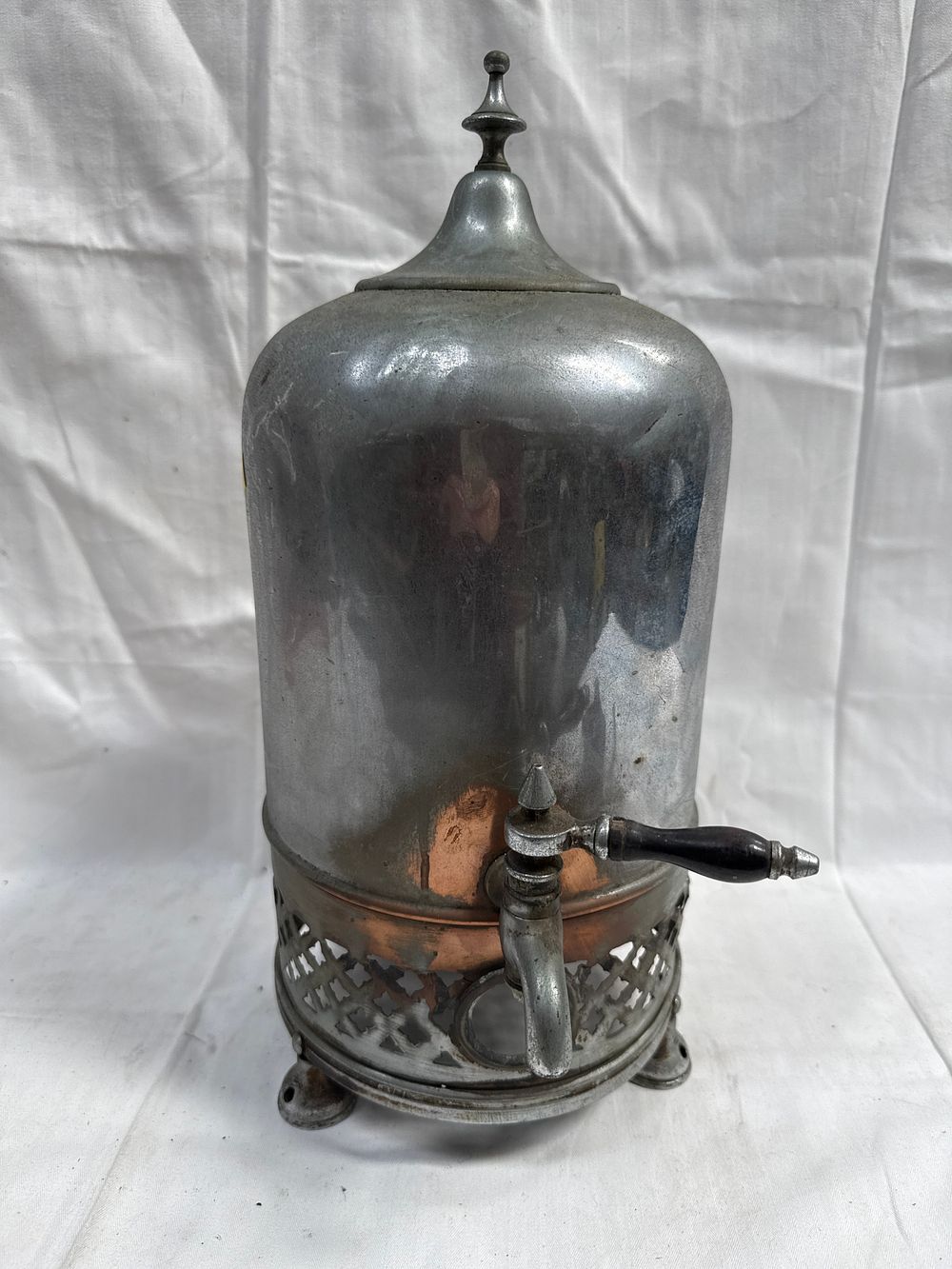 Lot 914: A Regency? White Metal and Copper Hot Water Urn? / Samovar