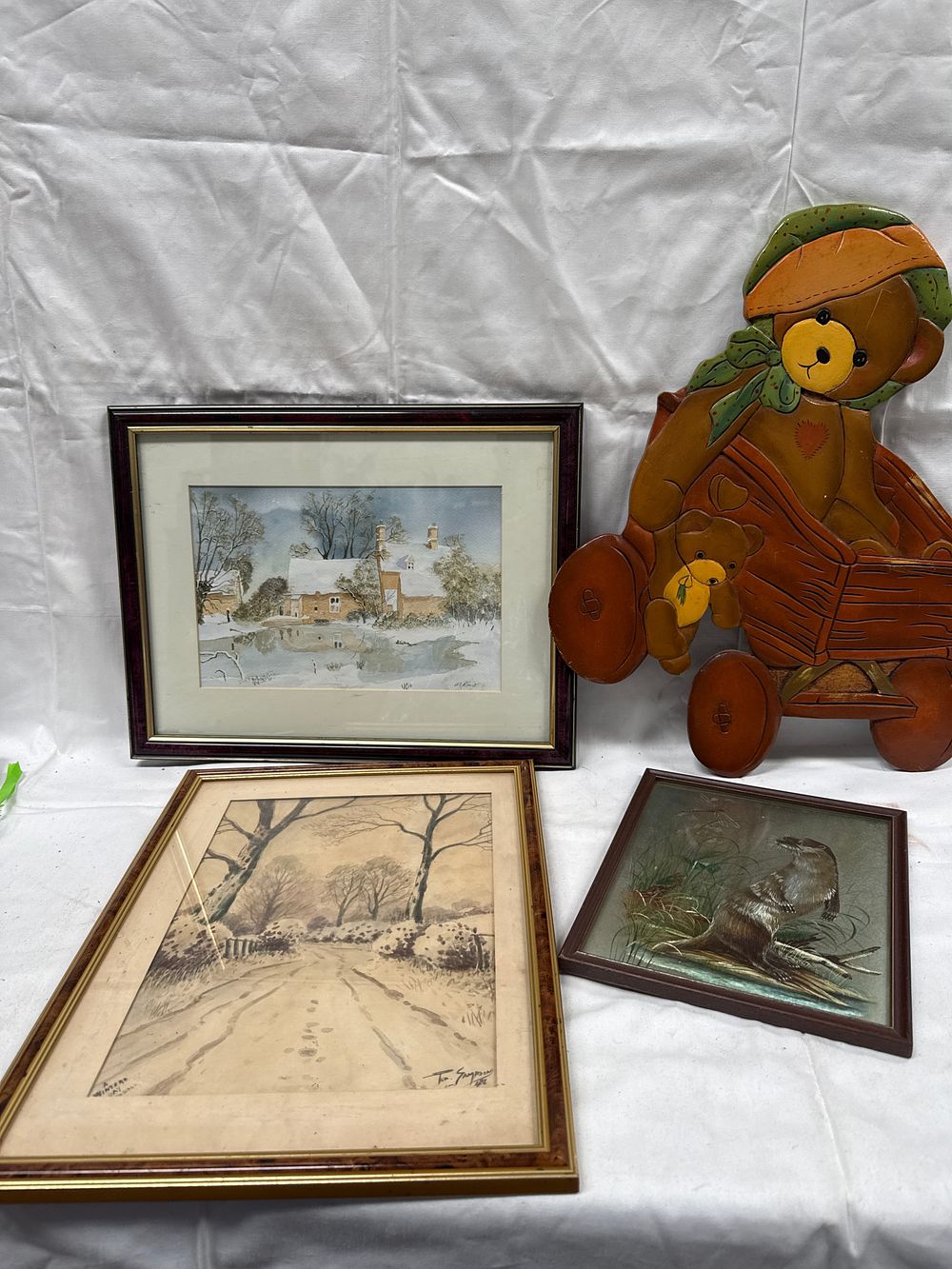 Lot 922: T. Gower and Others, A Collection of Framed Artworks and a Wall Plaque (Signed)