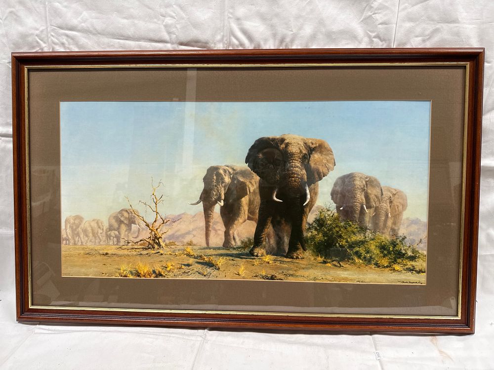 Lot 924: David Shepherd, The Ivory is Theirs, Large Photolithograph of African Elephants, 1990