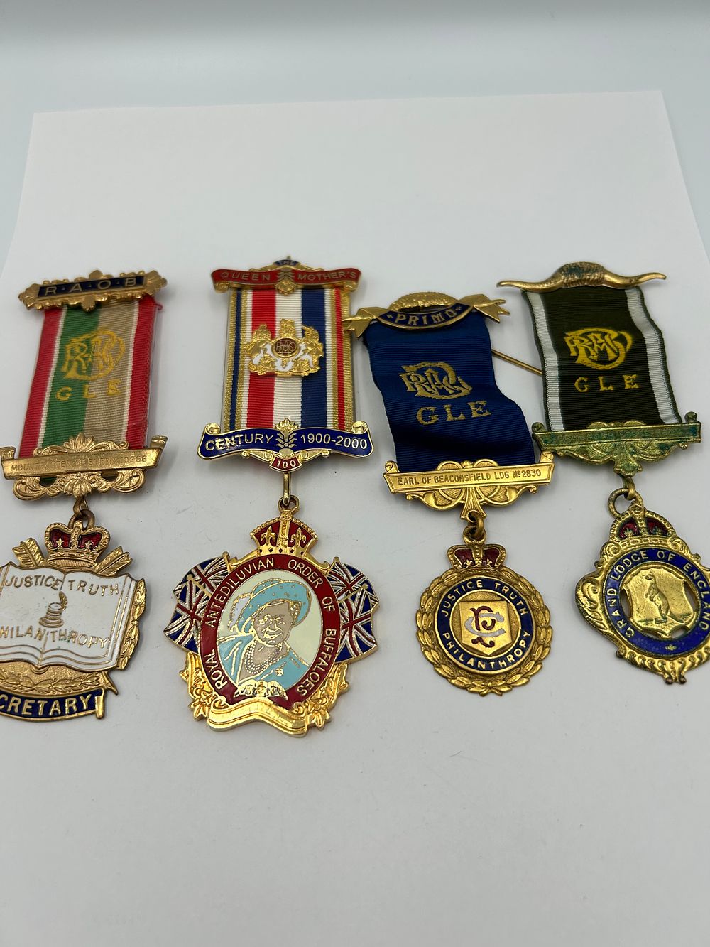 Lot 930: Late 20th Century Royal Antediluvian Order of Buffaloes Gilt-Metal Effect and Enamel Jewels