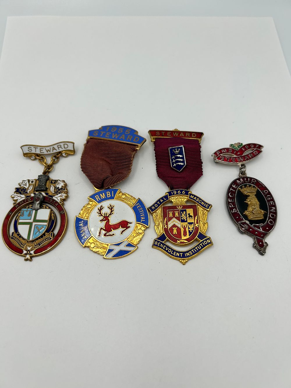 Lot 931: A Collection of Mid-to-Late 20th Century Gilt-Metal Effect and Enamel Masonic Steward Breast Jewels