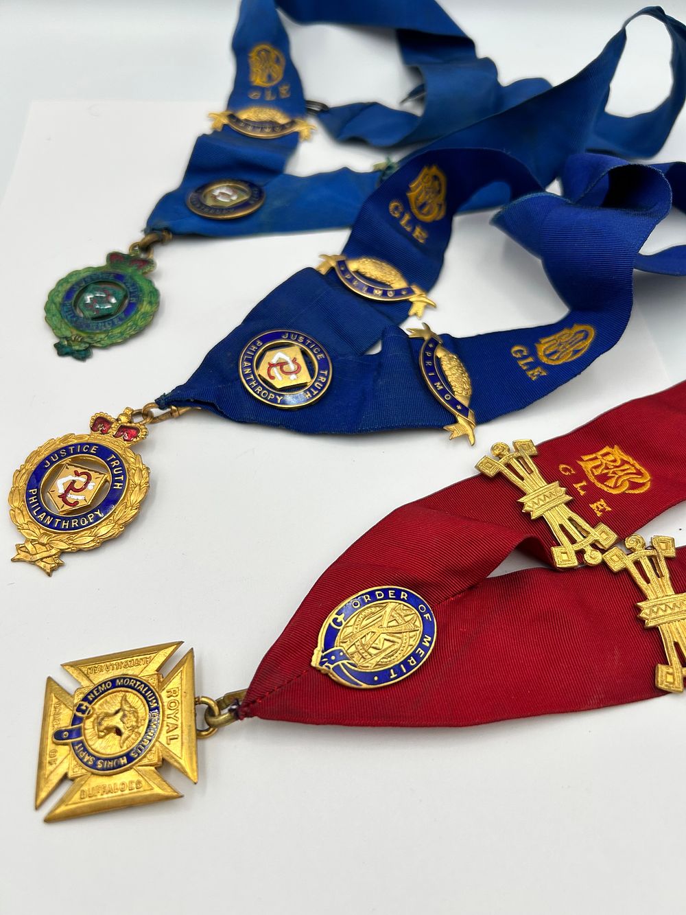 Lot 938: Mid-20th Century? Gilt-Metal Effect and Silk RAOB Fraternal Regalia Collection