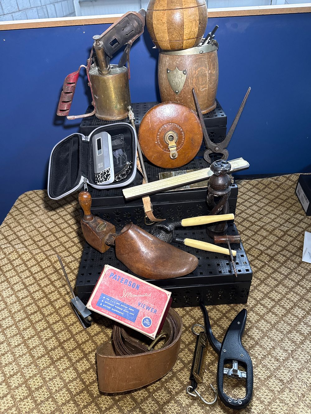 Lot 943: A Collection of Vintage and Antique Wooden and Metal Household Items including Rabone & Sons