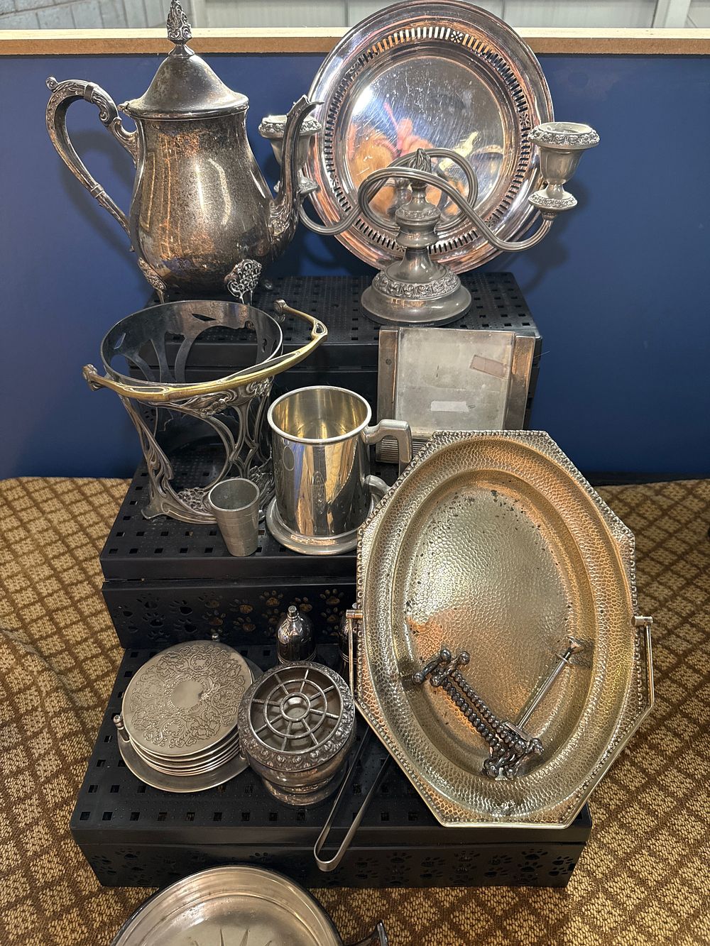 Lot 944: A Late 19th/20th Century? White Metal Collection of Tableware and Decorative Accessories