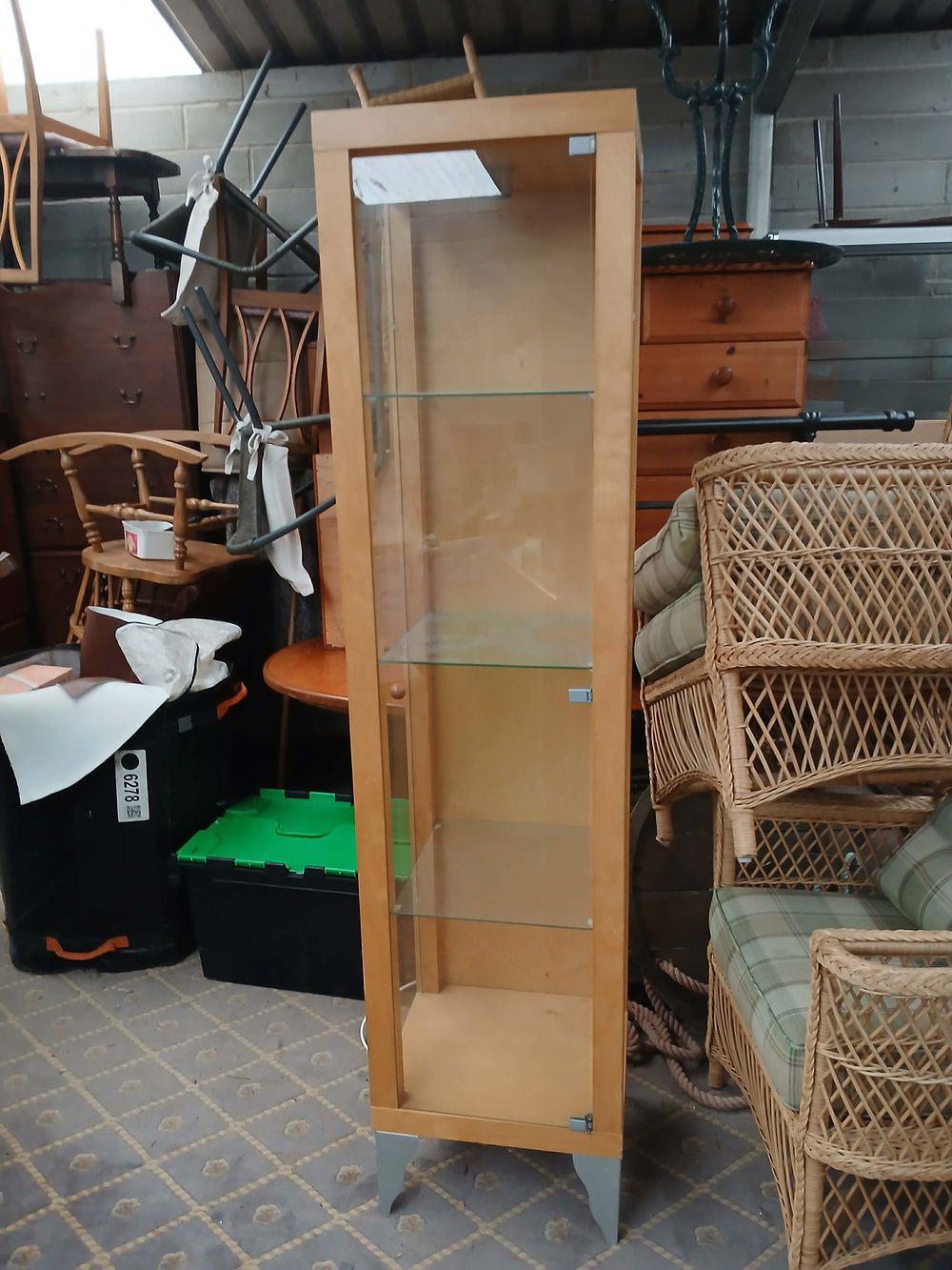 Lot 977: IKEA? Jussi Light Wood Veneer Display Cabinet by Tord Bjorklund?