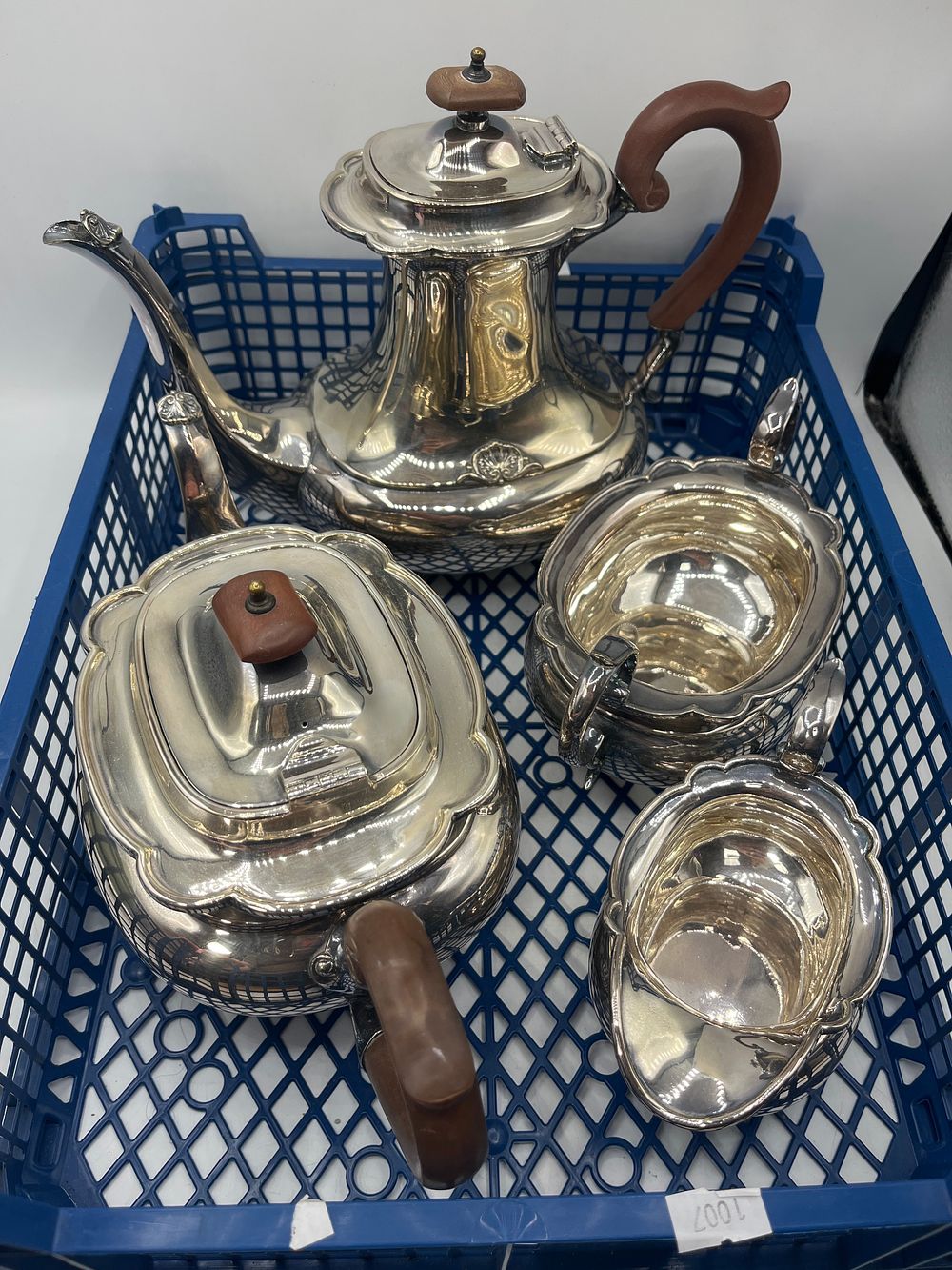 Lot 903: Early 20th Century White Metal Four Piece Tea and Coffee Service by JD&S Ld?