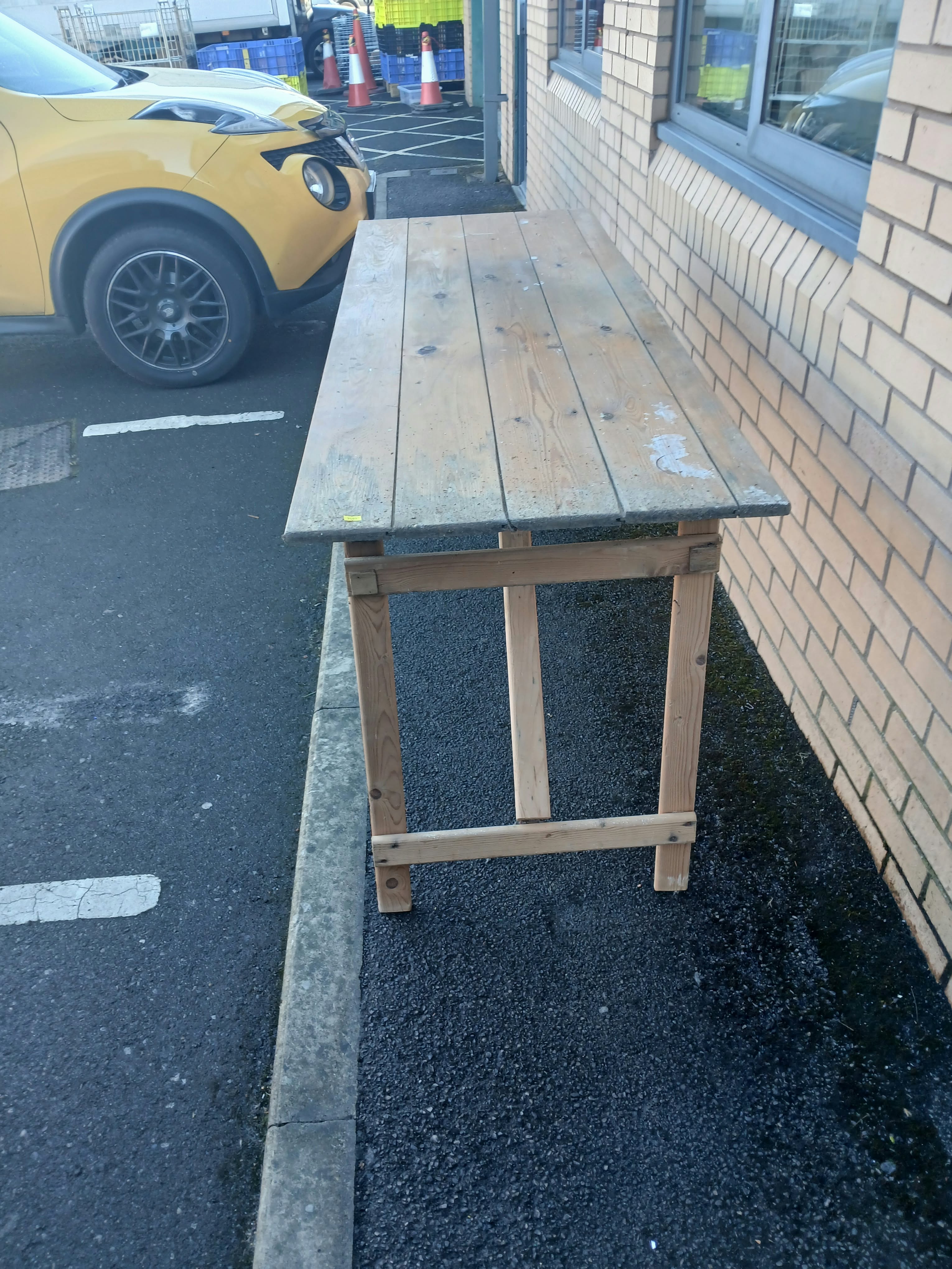 A Late 20th Century Trestle Type Utility Table