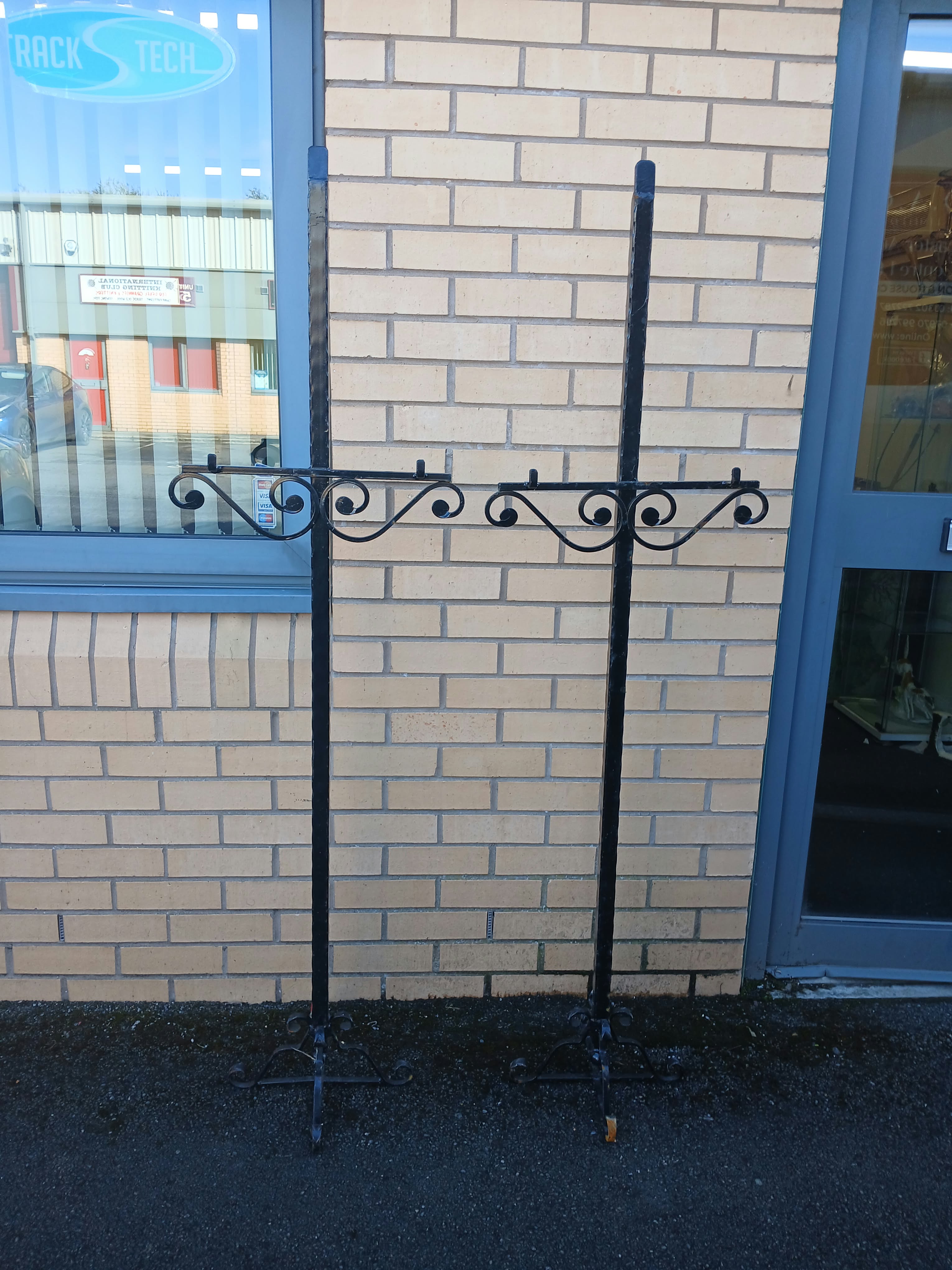 Pair of Wrought Iron Floor-Standing Display Stands