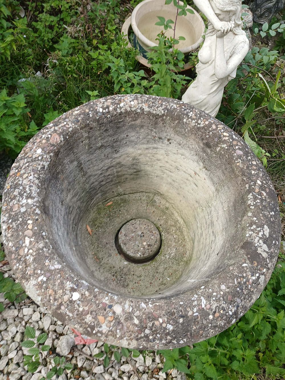 Lot 27: Large Neoclassical Style Composite Stone Garden Urn on Pedestal Base