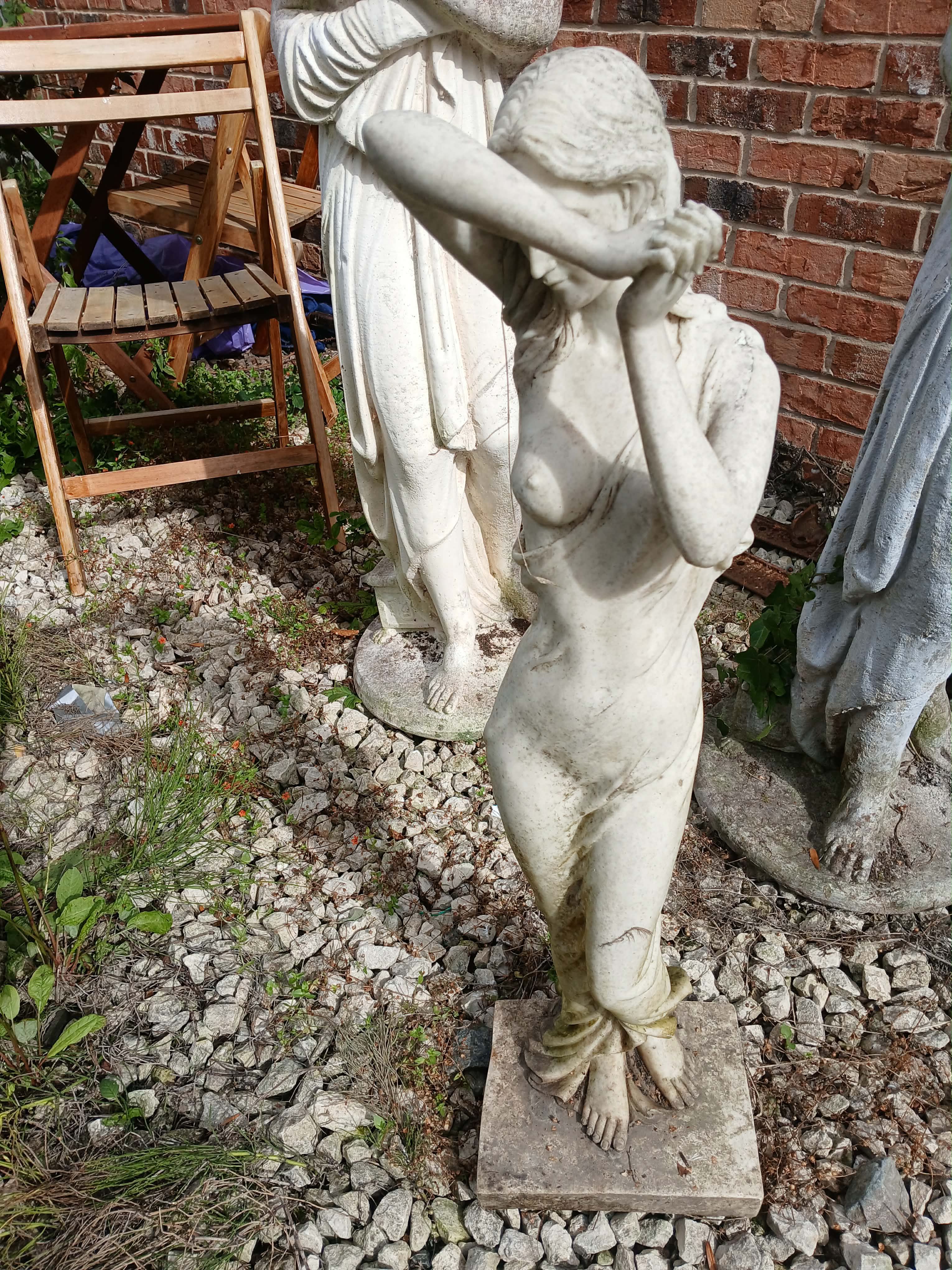 Neoclassical Style Cast Stone? Standing Maiden Garden Statue