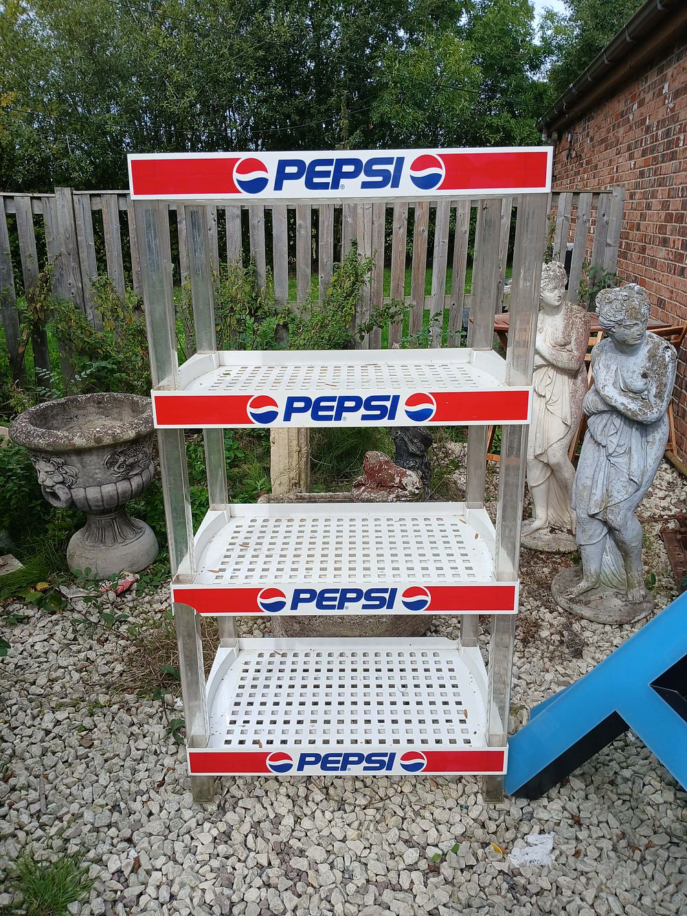 Lot 33: Pepsi Plastic and Acrylic Four-Tier Retail Point of Sale Display Rack, 56 x 30 x 18"