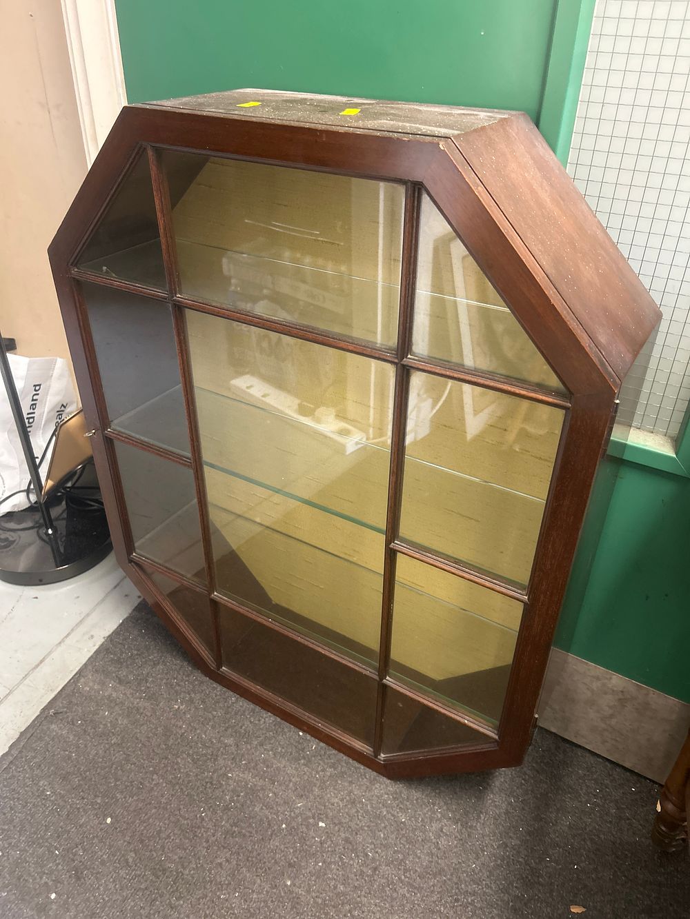 Lot 36: Neoclassical Style Stained Hardwood Corner? Display Cabinet, 30 x 24"