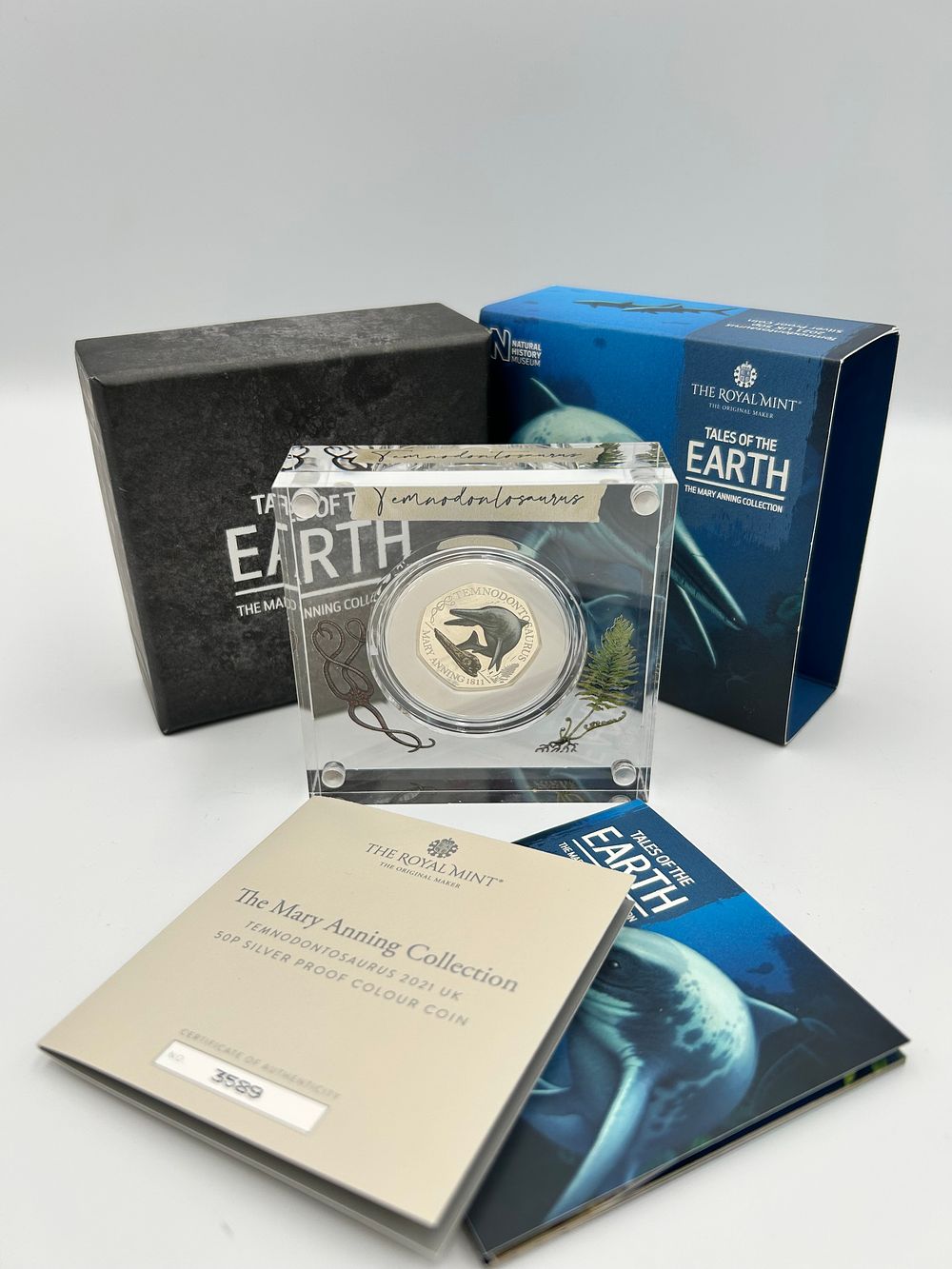 Lot 52: The Royal Mint Tales of the Earth Mary Anning Temnodontosaurus Silver? Proof 50p Coin, 2021