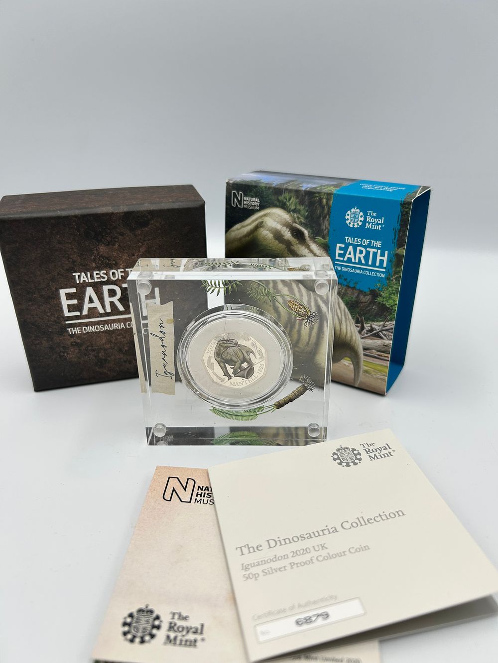 Lot 54: 2020 UK Silver Proof Colourised Iguanodon 50 Pence Coin by The Royal Mint