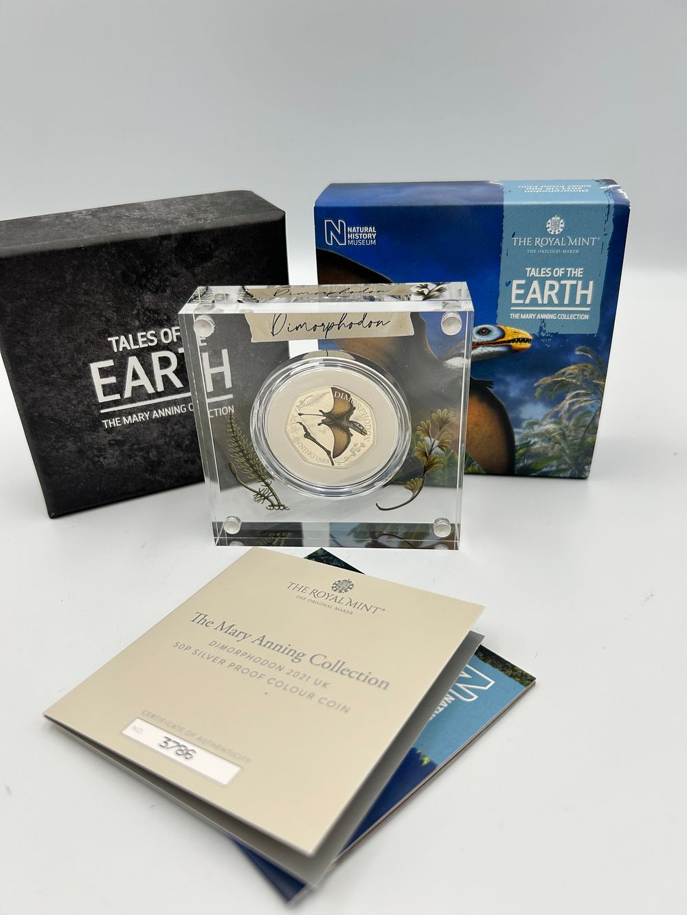 Lot 56: Royal Mint Dimorphodon 2021 UK 50p Silver Proof Colour Coin