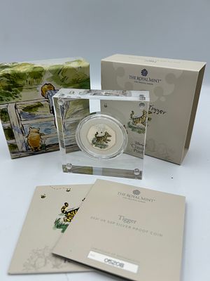 Royal Mint Sterling Silver Proof Tigger 50 Pence Coin, 2021. A Royal Mint sterling silver proof 