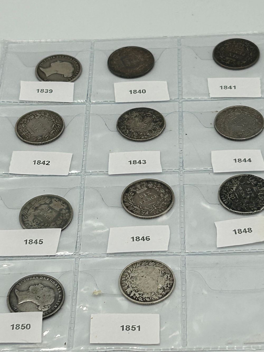 Lot 67: Victoria Young Head Sterling Silver Sixpences, 1839-1851