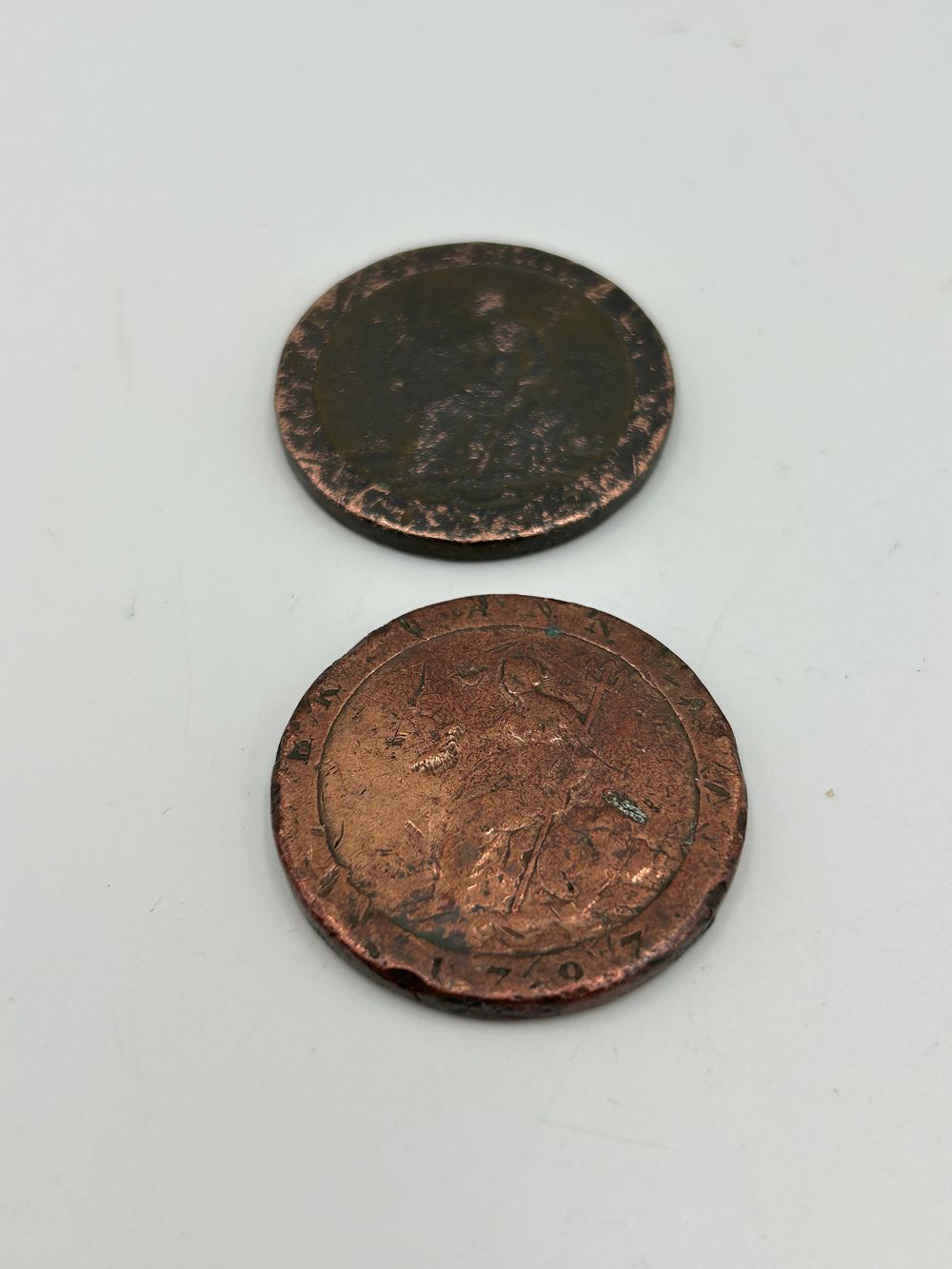 Lot 76: A Pair of George III Copper Cartwheel Pennies, 1797