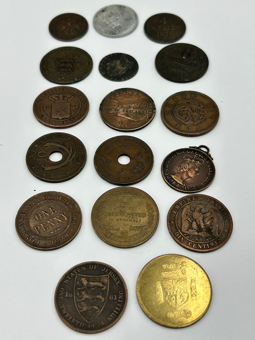 Lot 79: Late 19th and 20th Century Copper-Alloy? and White Metal? Collection of International Coins and Medals