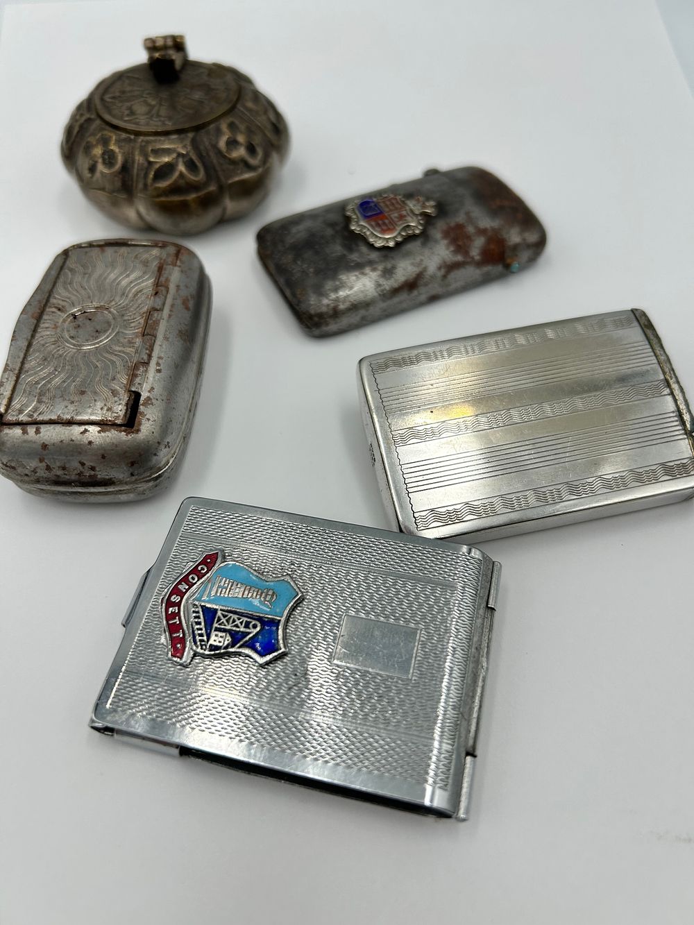 Lot 81: A Collection of Art Deco Style White Metal Smoking Accessories