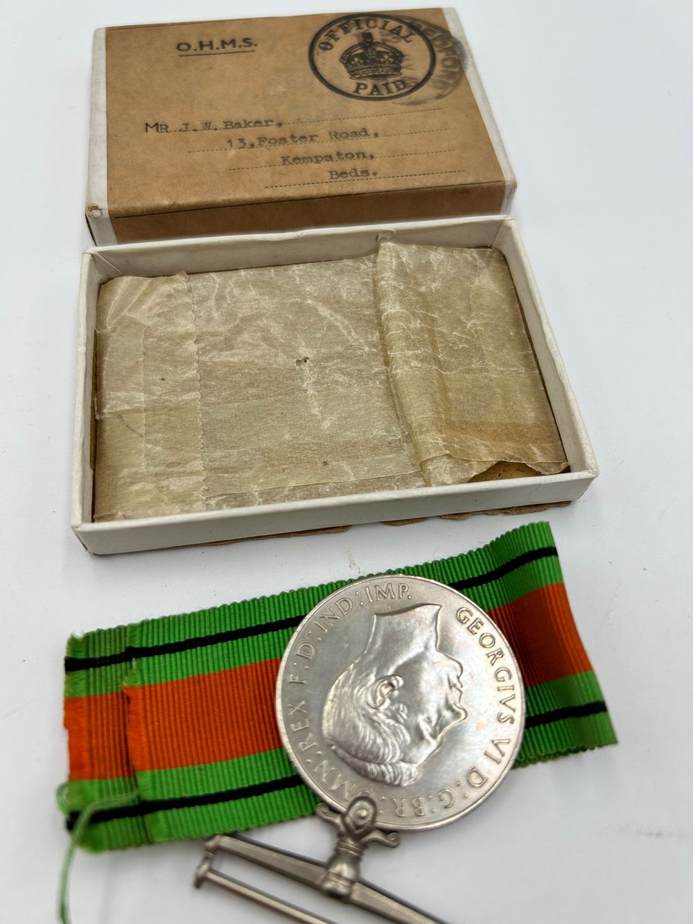 Lot 92: George VI Cupro-Nickel Second World War Defence Medal in Original Mailing Box