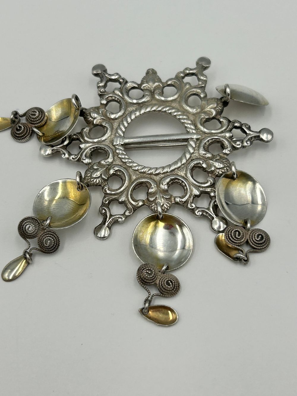 Lot 102: Gautne? Norwegian 830S Silver and Gilt Solje Brooch.