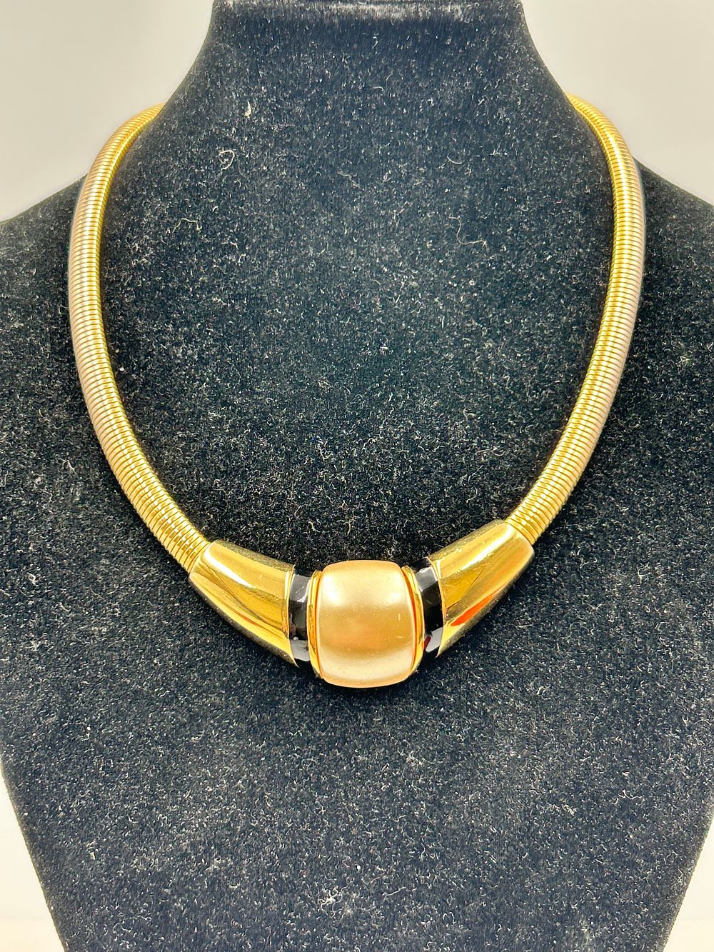 Lot 111: Napier Gold-Toned Effect and Black Enamel Omega Collar Necklace