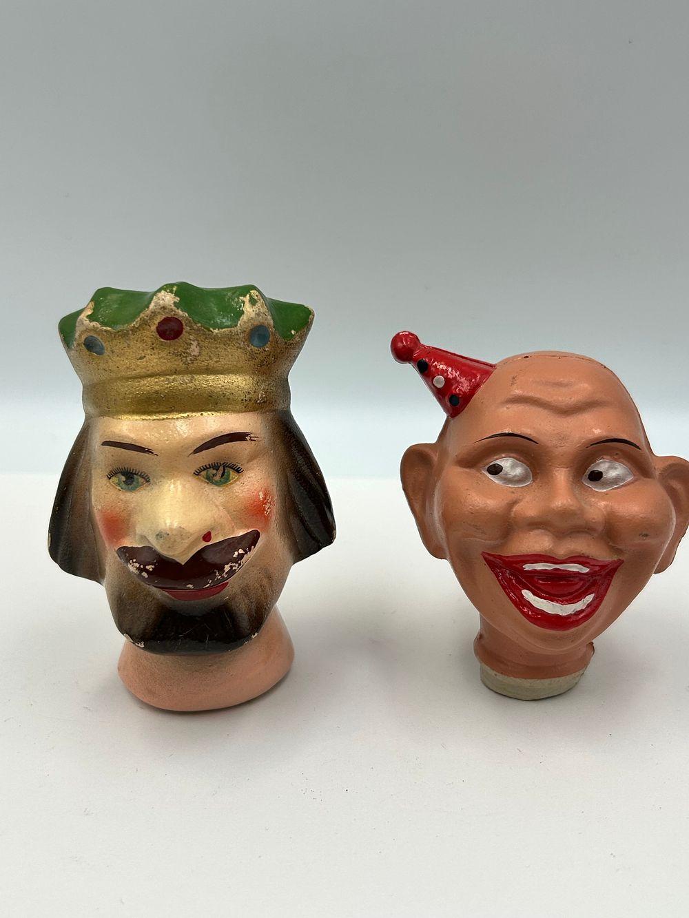 Lot 141: Two Painted Composition Puppet Heads? Depicting A King and Jester