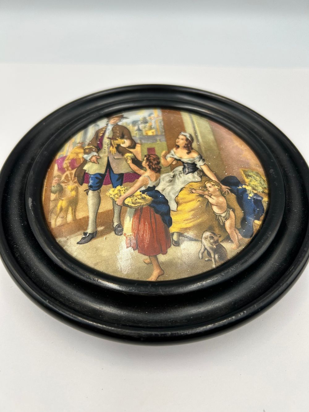 Lot 146: A Circular Ceramic Plaque? / Pot Lid? With Harvest Scene, 5"