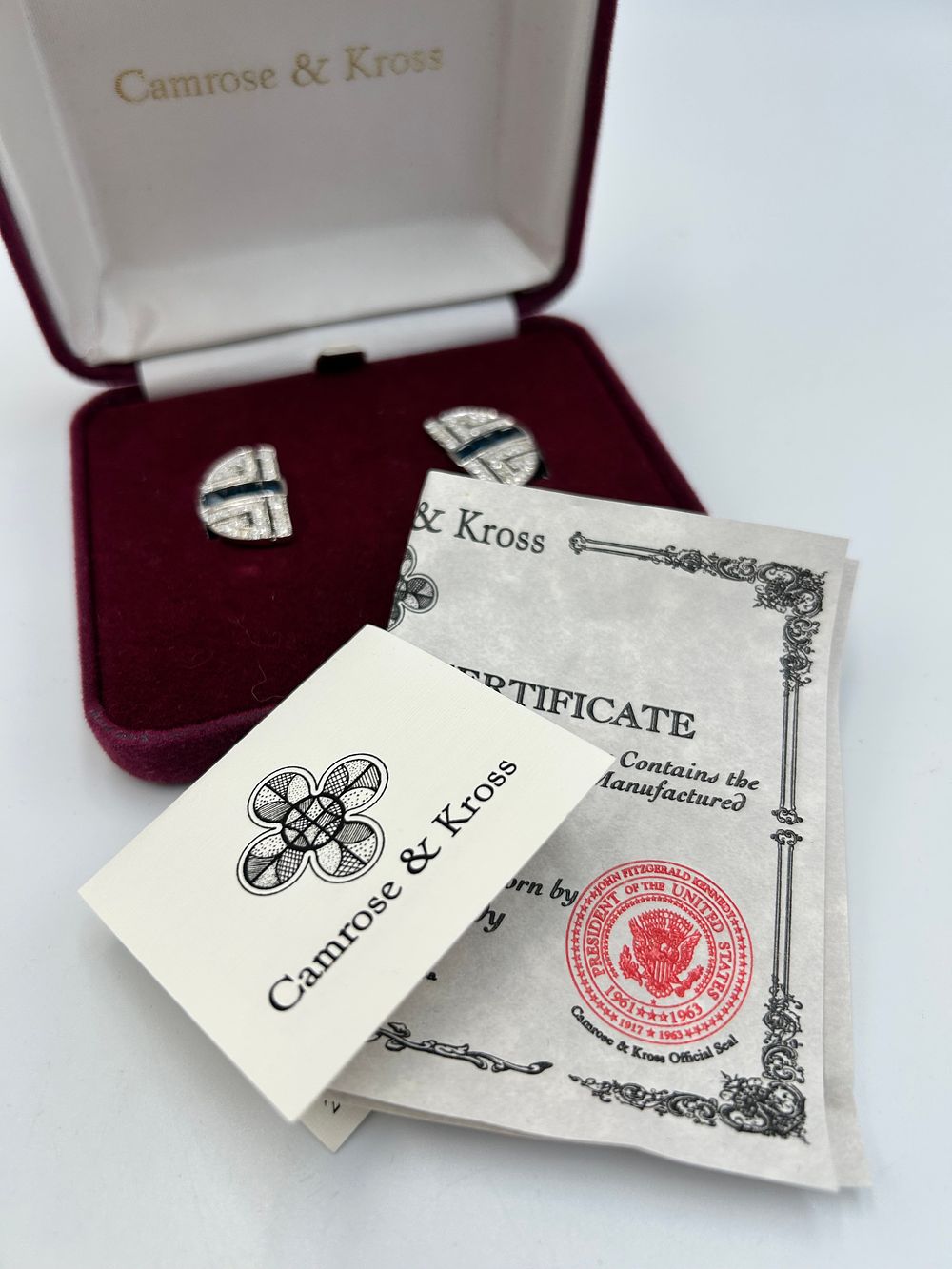 Lot 170: Camrose & Kross White Metal and Paste Art Deco Style Cufflinks